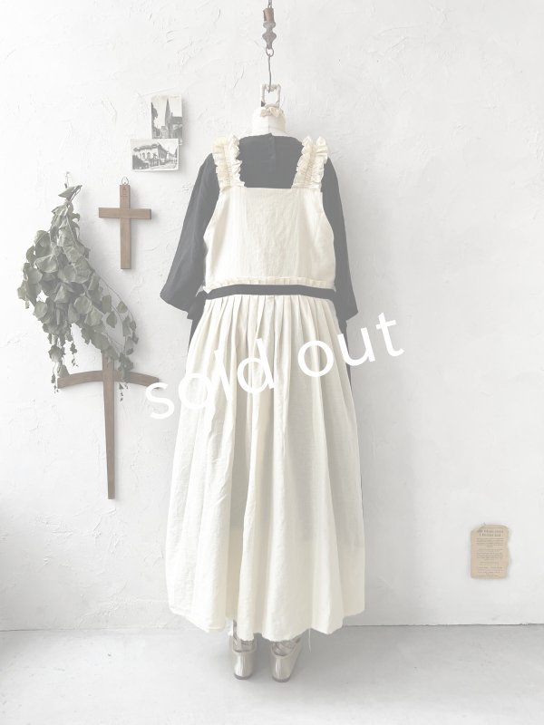 画像13: kosatofuku／フリルショルダーとプリーツリボンのワンピース・ アイボリー (13)