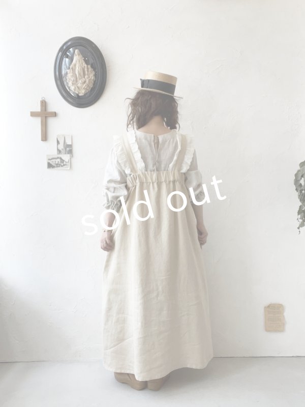 画像16: kosatofuku／レースフリルショルダーのサロペットワンピース・生成り (16)