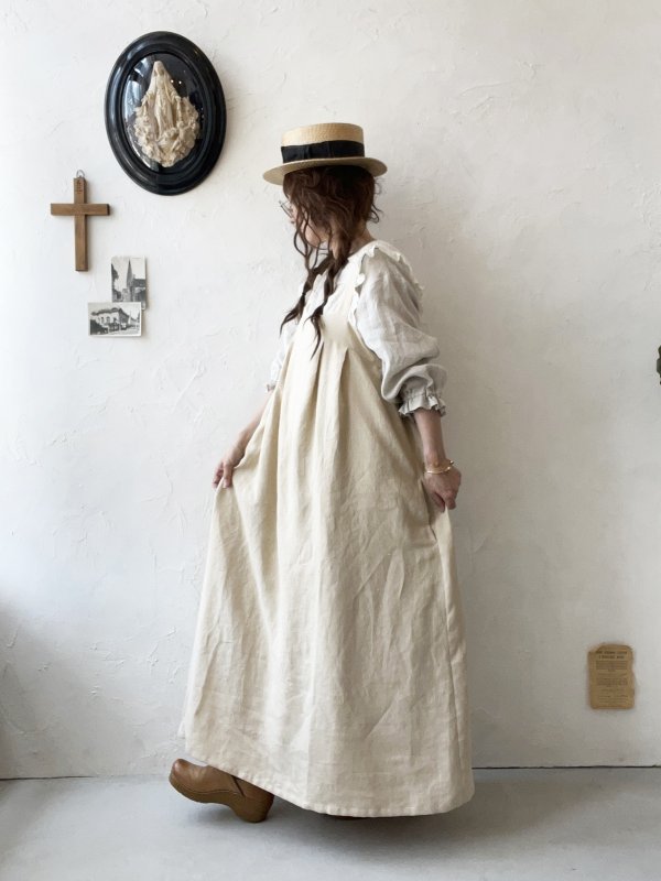 画像15: kosatofuku/レースフリルショルダーのサロペットワンピース・生成り (15)