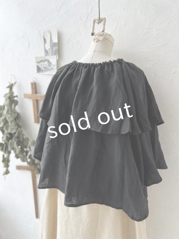 画像6: kosatofuku/リボンと大きなフリルカラーのブラウス・黒 (6)
