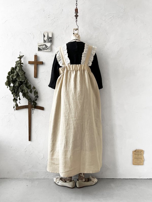 画像11: kosatofuku/レースフリルショルダーのサロペットワンピース・生成り (11)