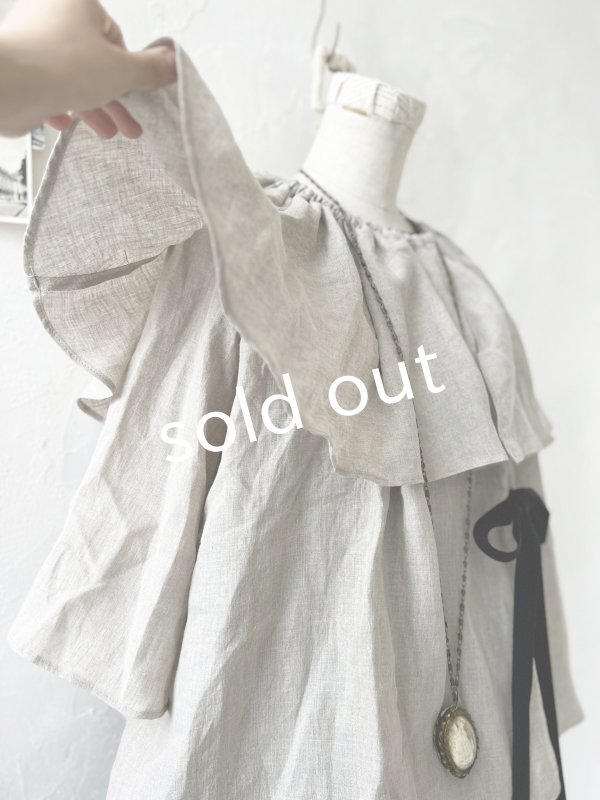 画像5: kosatofuku/リボンと大きなフリルカラーのブラウス・生成り (5)