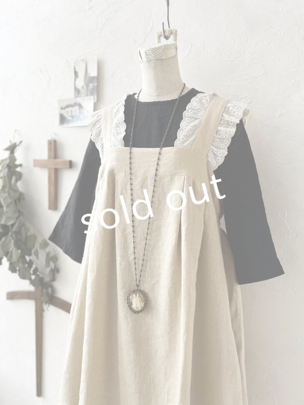 画像2: kosatofuku／レースフリルショルダーのサロペットワンピース・生成り (2)
