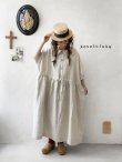 画像14: kosatofuku／二枚衿のリネンギャザーワンピース・生成り (14)