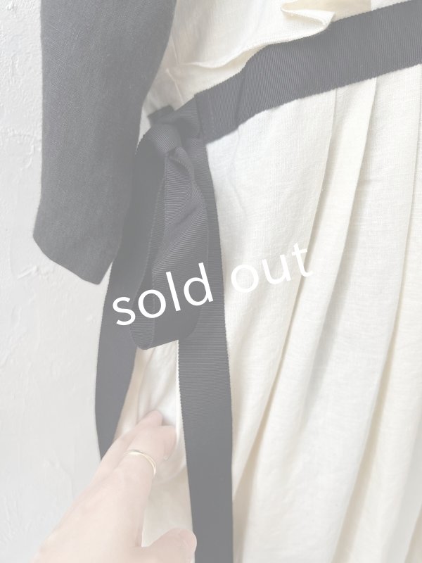 画像8: kosatofuku／フリルショルダーとプリーツリボンのワンピース・ アイボリー (8)