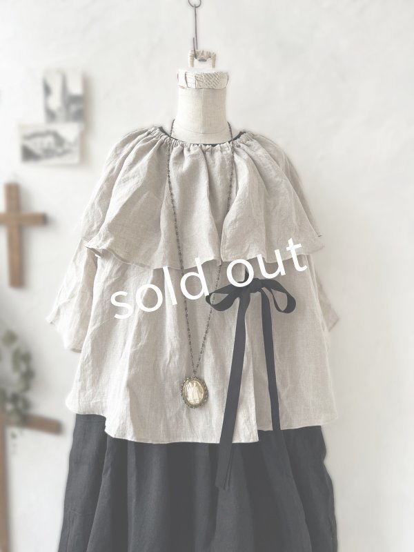 画像7: kosatofuku/リボンと大きなフリルカラーのブラウス・黒 (7)