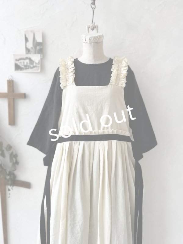 画像3: kosatofuku／フリルショルダーとプリーツリボンのワンピース・ アイボリー (3)