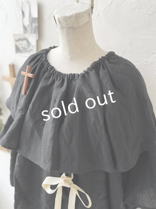 画像3: kosatofuku/リボンと大きなフリルカラーのブラウス・黒 (3)