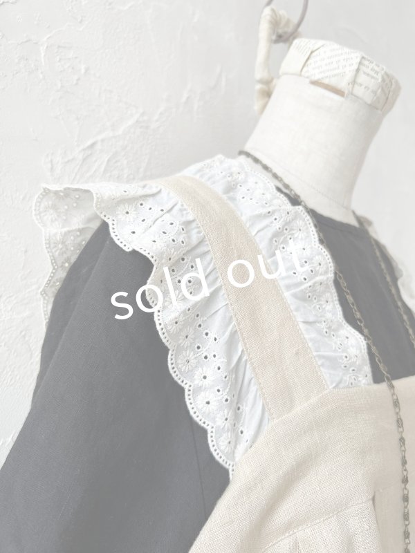 画像7: kosatofuku／レースフリルショルダーのサロペットワンピース・生成り (7)