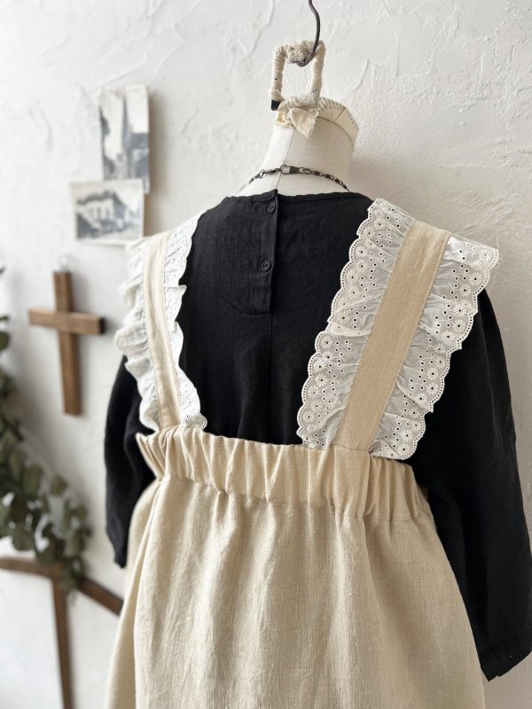 画像12: kosatofuku/レースフリルショルダーのサロペットワンピース・生成り (12)