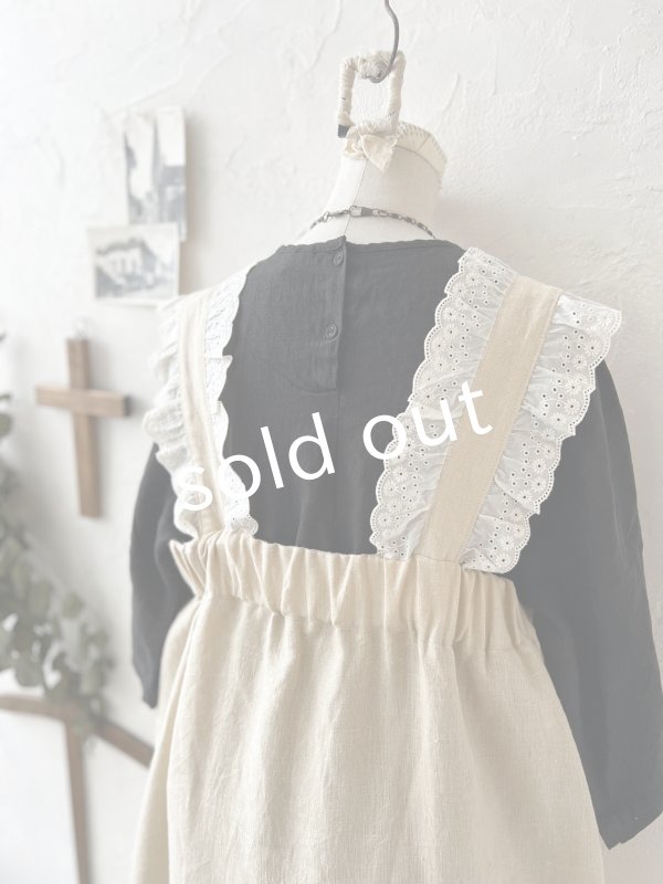 画像12: kosatofuku／レースフリルショルダーのサロペットワンピース・生成り (12)