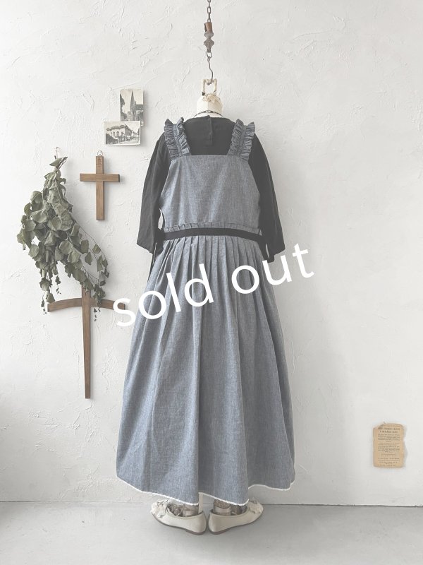 画像11: kosatofuku/フリルショルダーとプリーツリボンのワンピース・デニム (11)