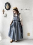 画像1: kosatofuku／フリルショルダーとプリーツリボンのワンピース・デニム (1)