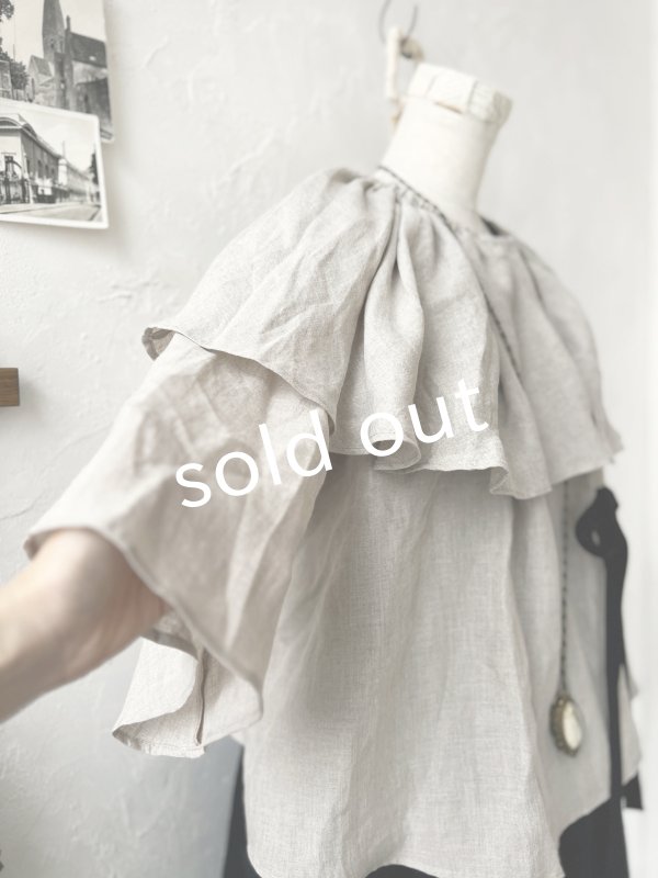 画像4: kosatofuku/リボンと大きなフリルカラーのブラウス・生成り (4)