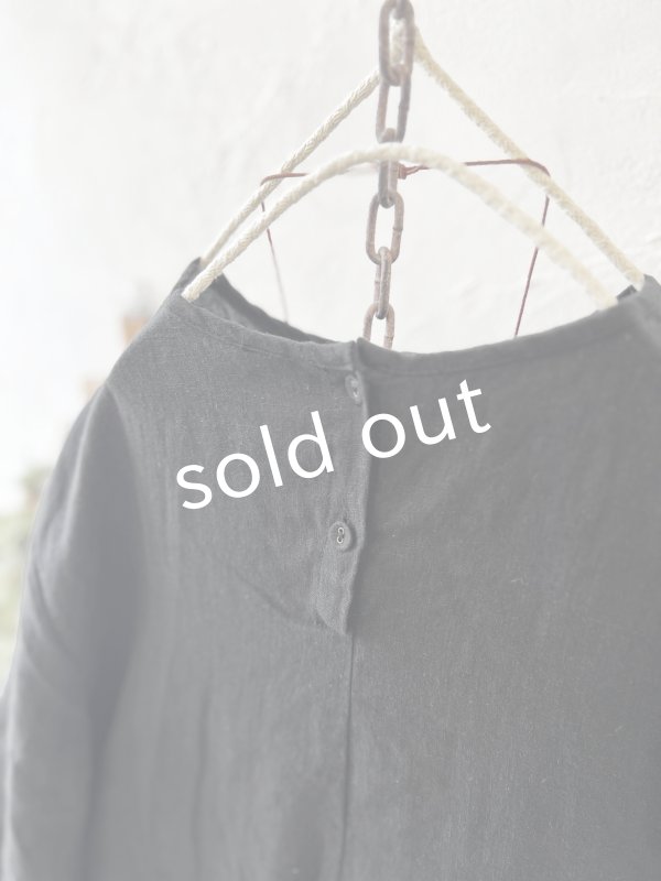 画像7: Re:born/リネン七分袖ワンピース・黒 (7)