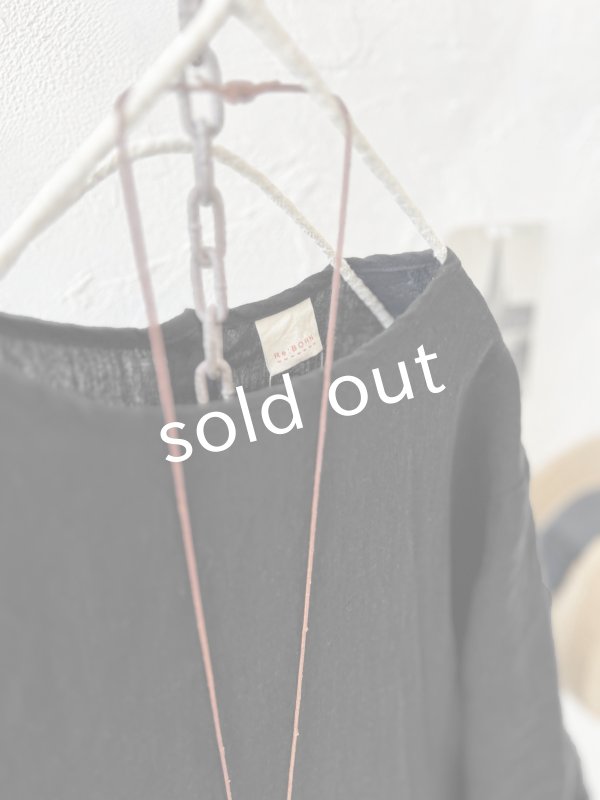 画像3: Re:born/リネン七分袖ワンピース・黒 (3)