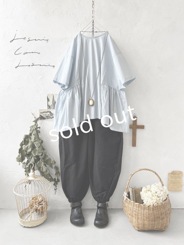 画像2: je suis comme je suis/サイドギャザーブラウス・水色 (2)