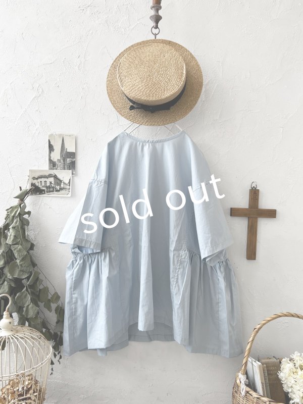 画像3: je suis comme je suis/サイドギャザーブラウス・水色 (3)