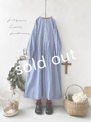 MARCHE' DE SOEUR　裾絞りリネンプルオーバー　ギンガム MARCHE' DE SOEUR／ギャザーワンピース・ベージュチェック
