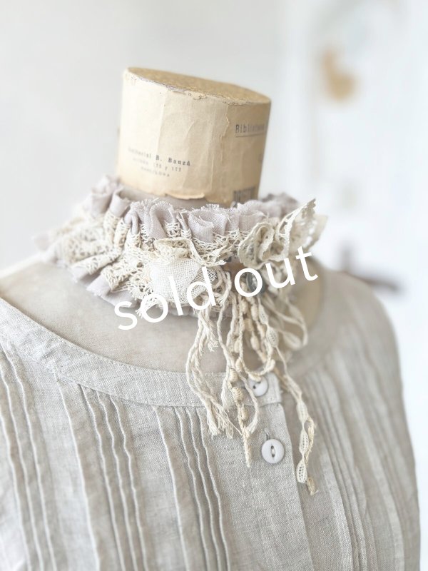 画像3: pollenbienco／アンティークレースのチョーカー・くすみピンク (3)