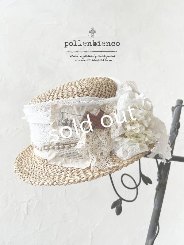 画像2: pollenbienco／アンティークレースの帽子・G (2)