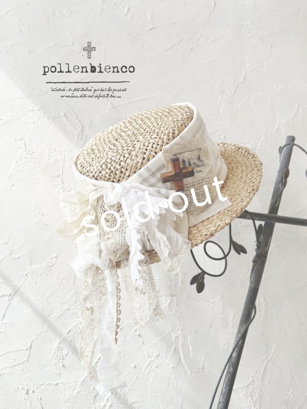 画像1: pollenbienco／アンティークレースの帽子・I (1)