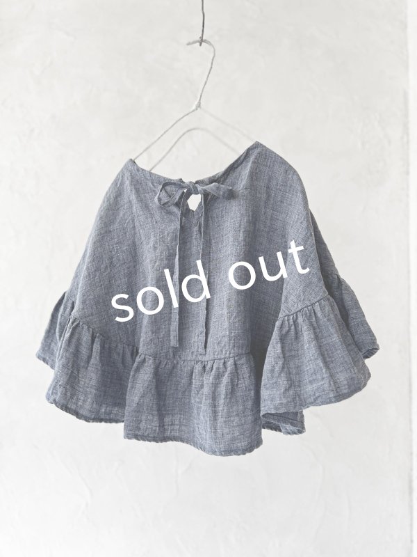 画像2: Avenue／フリルギャザーポンチョ・デニムブルー (2)