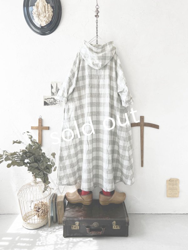 画像9: MARCHE' DE SOEUR／Ａラインフードワンピース・チェック (9)