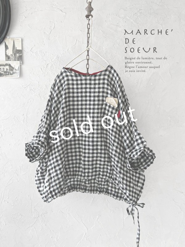 画像1: MARCHE' DE SOEUR／裾リボンプルオーバー・ギンガム (1)