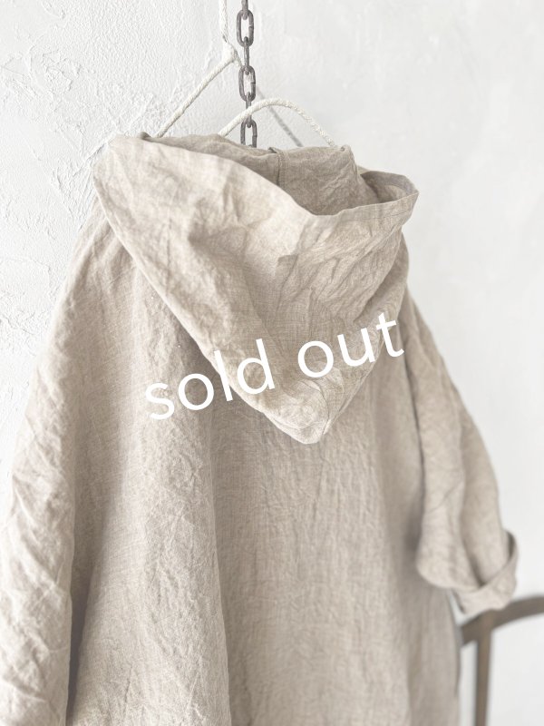 画像12: MARCHE' DE SOEUR／Ａラインフードワンピース・ベージュシャンブレー (12)