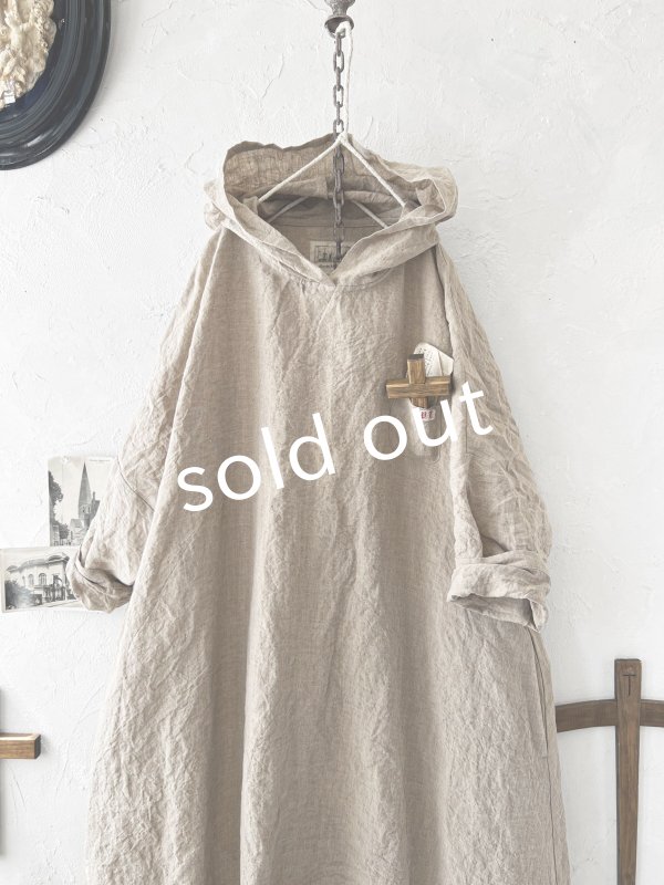 画像3: MARCHE' DE SOEUR／Ａラインフードワンピース・ベージュシャンブレー (3)