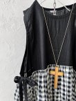 画像6: Avenue/サイドリボンノースリワンピース・黒×ギンガム (6)
