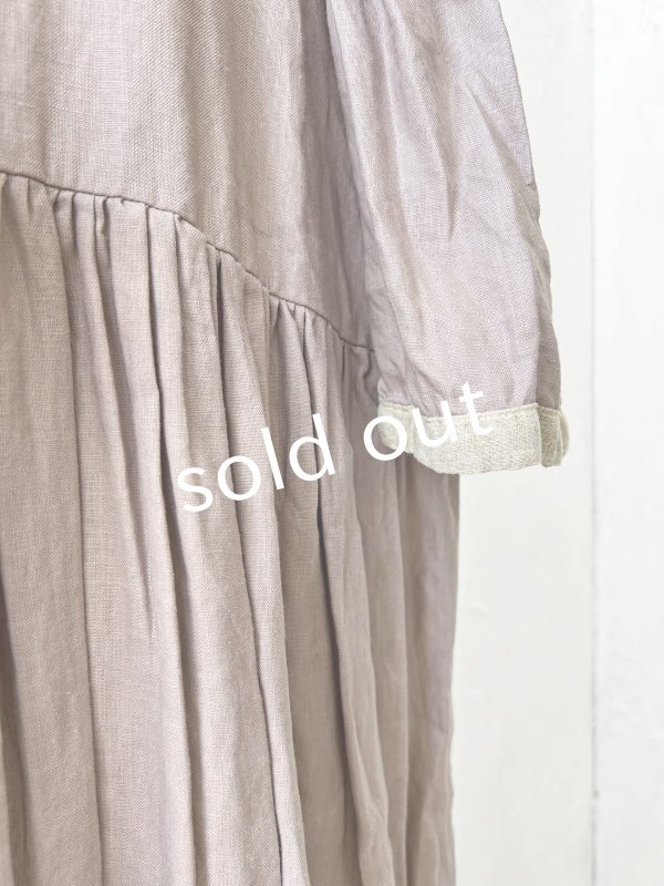 画像5: Avenue/フリル襟リネンワンピース・くすみピンクに生成り襟 (5)