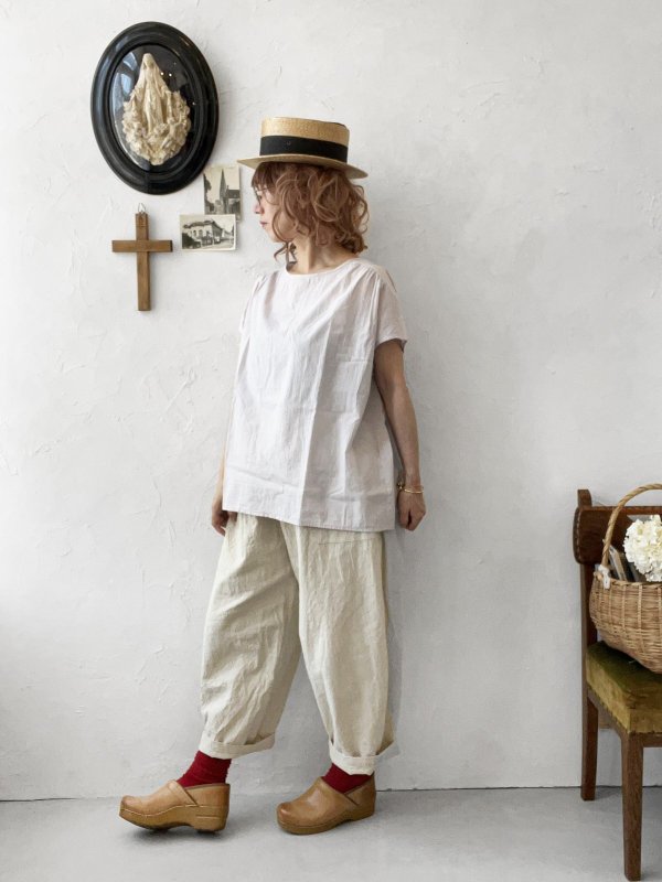 画像10: seasew./501 キャンバス後切替コクーンパンツ・生成り (10)