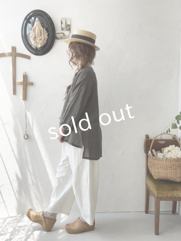 画像11: 08mab/リネンシャンブレー７分袖ブラウス・チャコール (11)