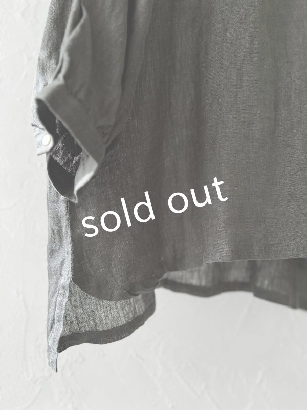 画像7: 08mab/リネンシャンブレー７分袖ブラウス・チャコール (7)