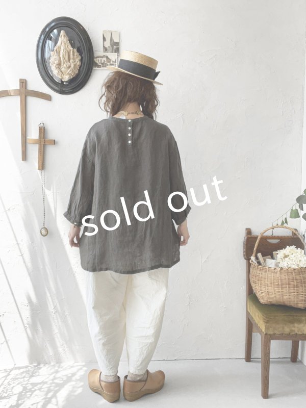 画像12: 08mab/リネンシャンブレー７分袖ブラウス・チャコール (12)