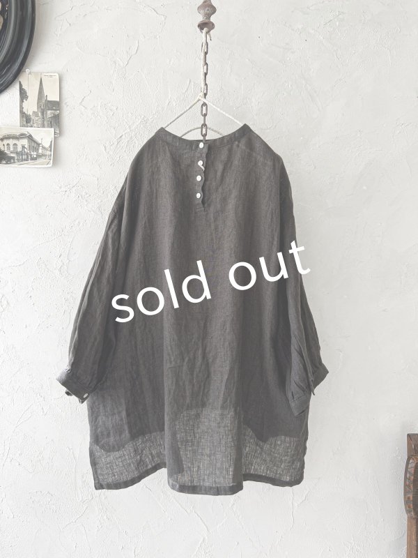 画像9: 08mab/リネンシャンブレー７分袖ブラウス・チャコール (9)