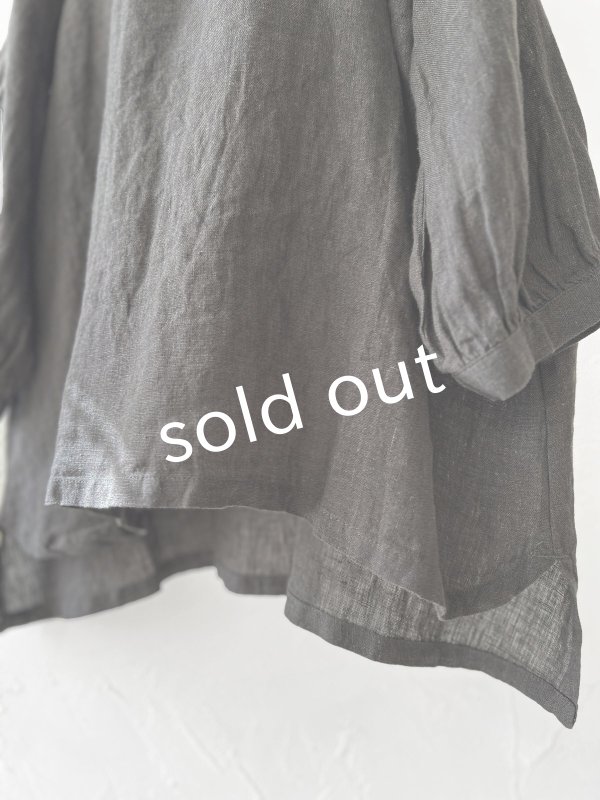 画像8: 08mab/リネンシャンブレー７分袖ブラウス・チャコール (8)