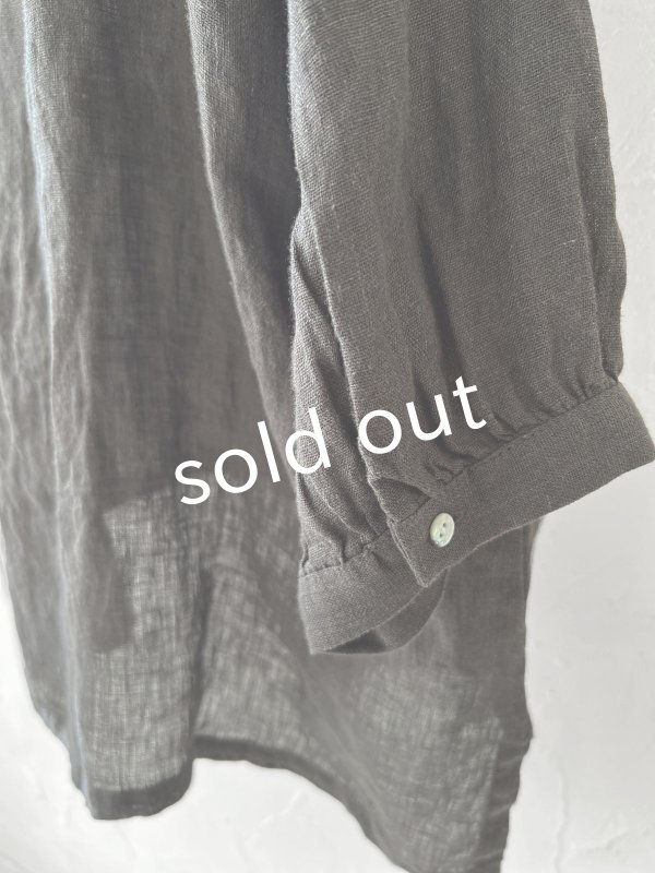 画像3: 08mab/リネンシャンブレー７分袖ブラウス・チャコール (3)