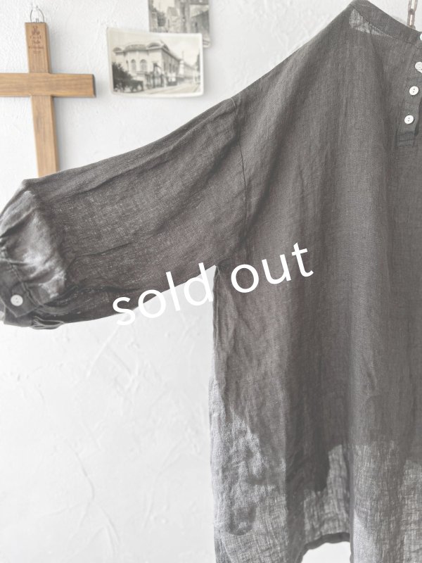 画像5: 08mab/リネンシャンブレー７分袖ブラウス・チャコール (5)