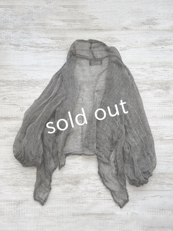 画像4: shizuka's/リネンガーゼのパフ袖ジレ・黒 (4)