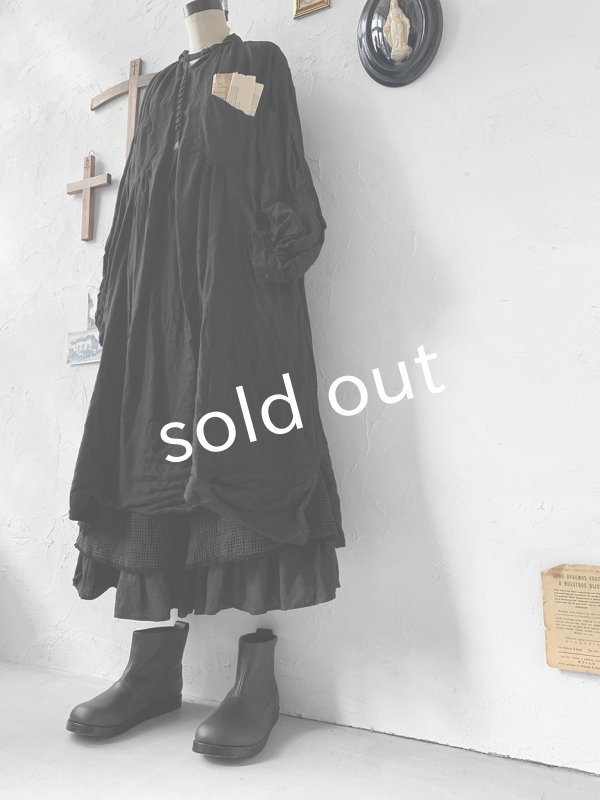 画像5: HALLELUJAH／1890's Bourgeron 羊飼いシャツワンピース・black (5)