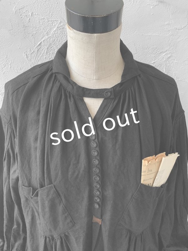 画像6: HALLELUJAH／1890's Bourgeron 羊飼いシャツワンピース・black (6)