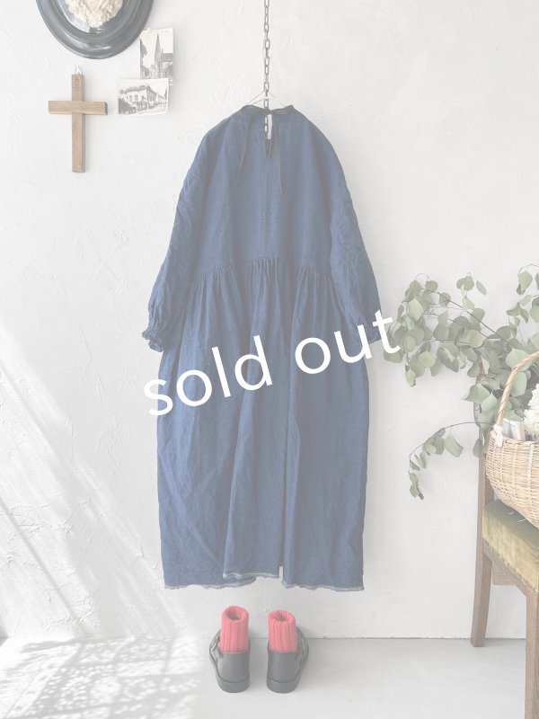 画像10: MARCHE' DE SOEUR／ギャザーワンピース・インディゴ染め (10)