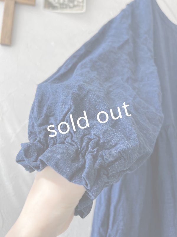 画像3: MARCHE' DE SOEUR／ギャザーワンピース・インディゴ染め (3)