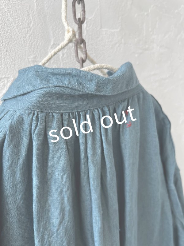 画像8: HALLELUJAH/1890's Bourgeron 羊飼いシャツワンピース・turquoise (8)