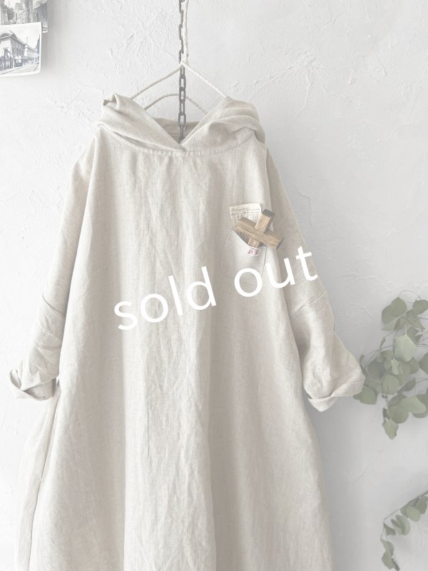 画像3: MARCHE' DE SOEUR／Ａラインフードワンピース・生成り (3)