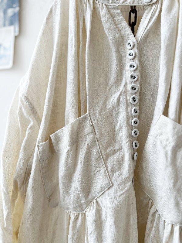 画像9: HALLELUJAH/1890's Bourgeron 羊飼いシャツワンピース・off-white (9)