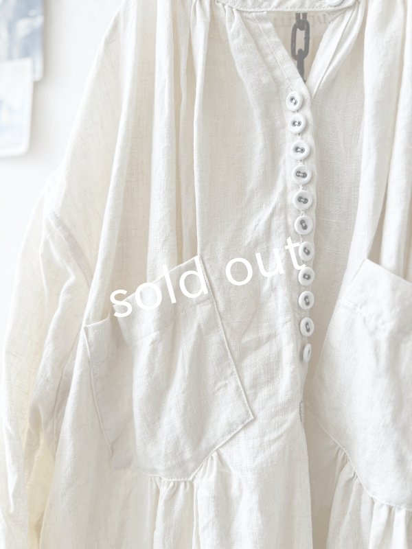 画像9: HALLELUJAH／1890's Bourgeron 羊飼いシャツワンピース・off-white (9)